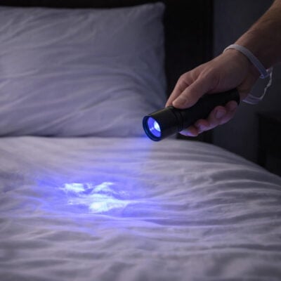 UV-lommelykt for sporing seng