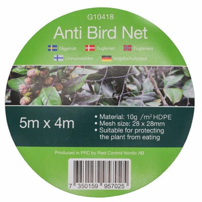 Bærnett fuglebeskyttelse 4 x 5 m etikett