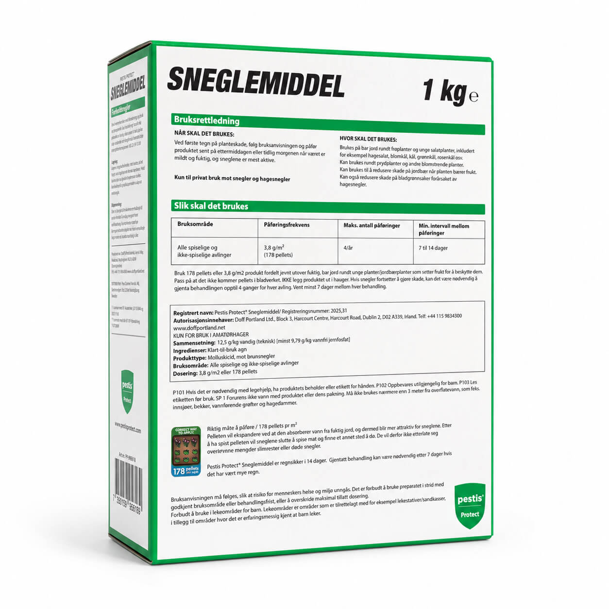Sneglemiddel | Mot snegler 1 kg : 200 kvm | Pestis Protect® bakside